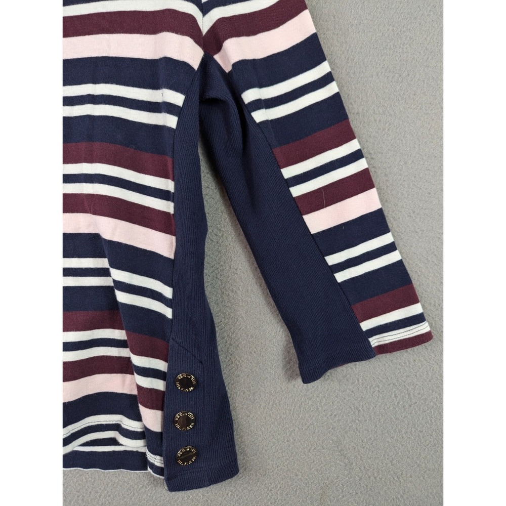Tommy Hilfiger Boat Neck 3/4 Sleeve Striped Tops Women's Size M Cotton Pullover - Picture 3 of 9